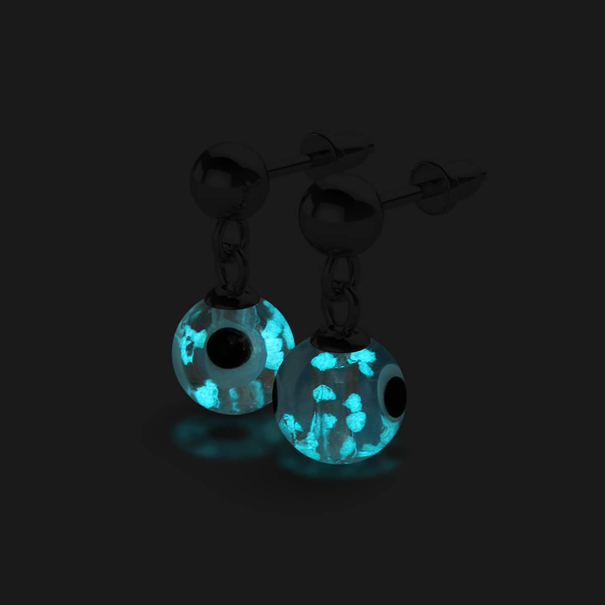 Boucles d'oreilles à tige en forme de goutte d'eau en verre Firefly Evil Eye en argent sterling 925 blanc